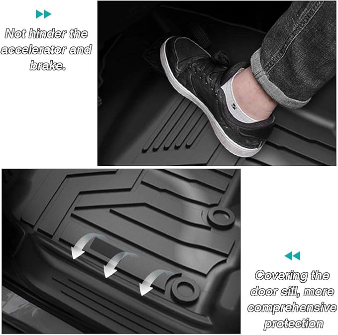 KUST Custom Fit Floor Mats for 2017-2024 Nissan Titan / 2016-2024 Nissan Titan XD Crew Cab (with Rear Under Seat Organizer) All Weather Floor Liners 5D 1st & 2nd Row Carpet Liners Black
