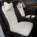 OGLAND 2 Pack Fluffy Fuzzy Fur Sheepskin Car Seat Covers for Universal Auto Plush Seat Cushion Accessories (White)