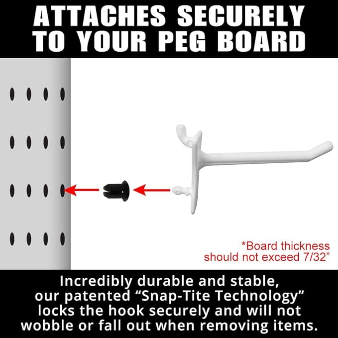 PegPro® 2" Hooks Kit for Standard “Wood Fiber” pegboard – Durable Plastic Pegboard Hooks - for Garage, Kitchen, Craft Room, a