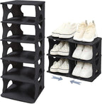 6-Tier Thickened Shoe Rack, Stackable Storage Organizer for Bedroom Entry, Adjustable Rack, Shoe Slots Shelf, Easy Tower Rack