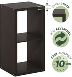 Furinno CUBICLE Book Shelf, 2-Cube Bookshelf, Extra Thick Frame Horizontally & Vertically Reversible Bookcase with Open Back,