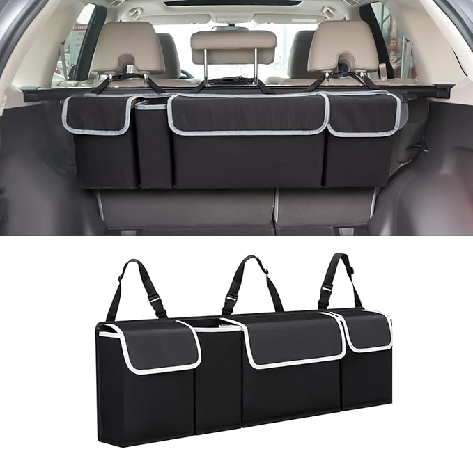 Car Trunk Organizer and Storage, Backseat Hanging Organizer for SUV, Truck, MPV, Waterproof, Collapsible Cargo Storage Bag