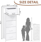 Somdot Tall Dresser for Bedroom with 5 Drawers, Storage Organizer Chest of Drawers with Removable Fabric Bins for Closet Beds