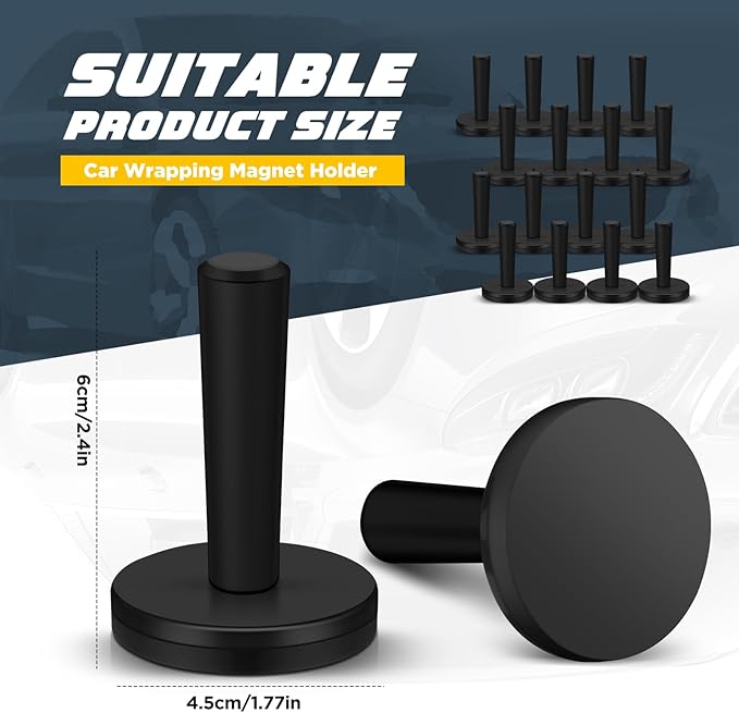 16 Pcs Black Car Vinyl Wrap Magnets Holder Tool Kits for Car Wrapping and Crafts Sign Making Window Tint Tools Magnets