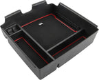 SKTU Compatible with 2022-2025 2026 Kia Carnival Center Console Organizer 2024 2025 2026 Carnival Accessories Insert ABS Materials Tray 2022-2026 Carnival Console Tray with Coin and USB Hole (Red)
