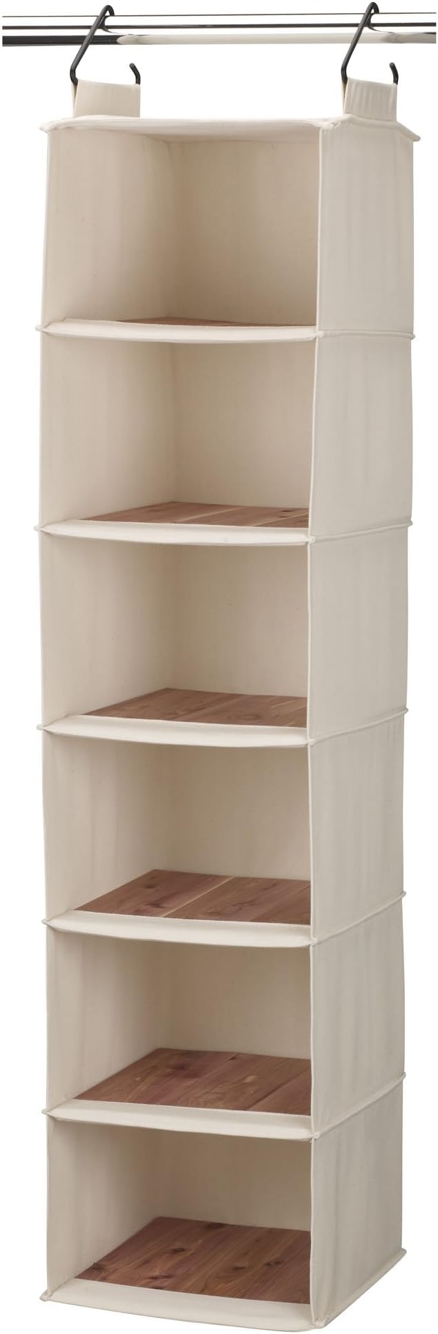 Household Essentials Cedarline 6-Shelf Hanging Closet Organizer, Heavy-Duty Cotton Canvas, Breathable, Versatile, Compact, Pe