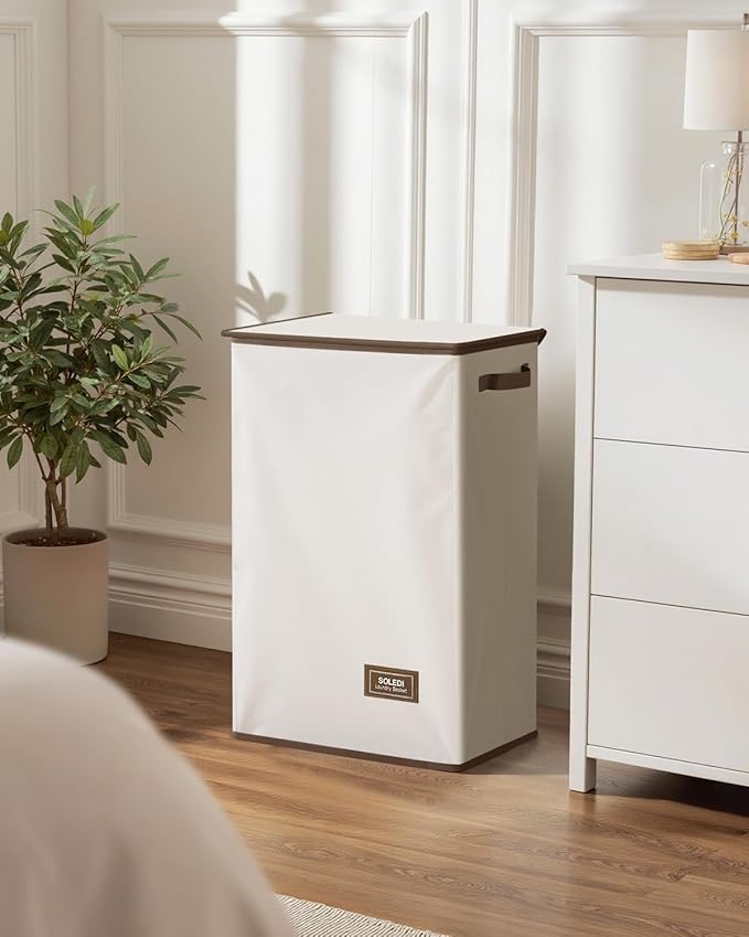 SOLEDI Laundry Hamper with Lid 90L Large & Tall Collapsible Laundry Basket, Clothes Hamper with Bag Removable Easy to Carry, 