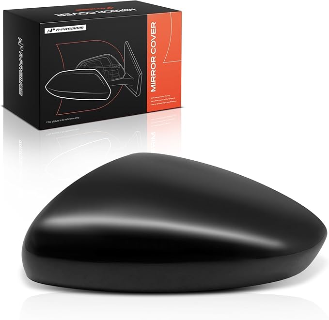 A-Premium Driver Side Rearview Mirror Cover Cap - Compatible with Honda Accord 2018 2019 2020 2021 2022 - Smooth Black, Without Turn Signal Hole