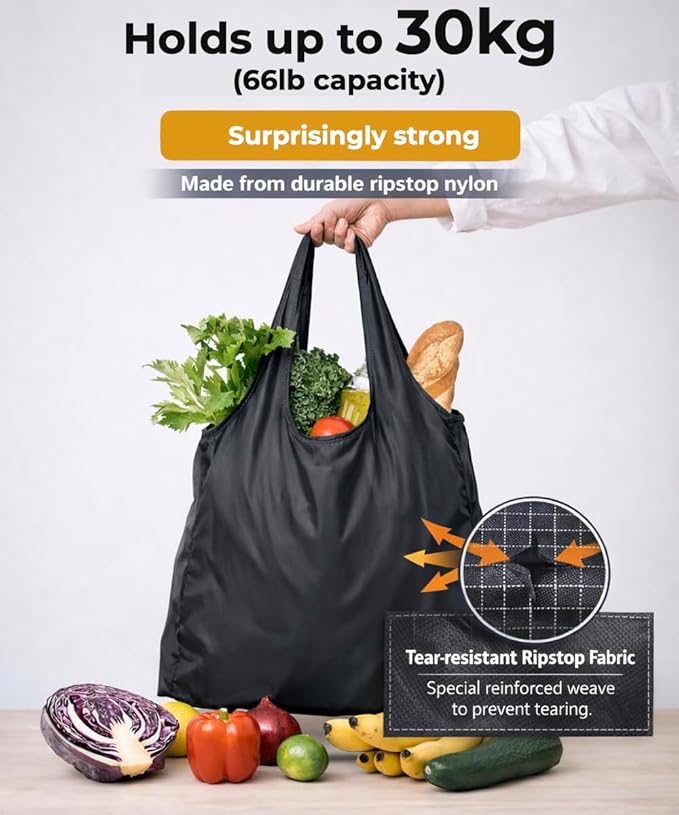 Compact Reusable Grocery Tote Bag – Lightweight, Foldable & Packable Shopping Bag for Travel