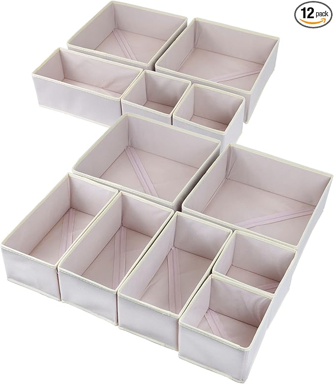 Fordonral 12 Pack Drawer Organizer Clothes, Foldable Fabric Dresser Organizer Closet Organizers and Storage Box for Underwear