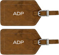 Personalized Monogrammed Leather Luggage Tags - 2 Pack