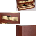 Large Wooden Storage Box with Drawers (Boho Apothecary Cabinet, Rattan Frame, Brown)