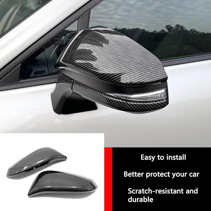 Car Accessories Fit for Toyota VENZA 2021 2022 2023 2024 Car Door Side Rearview Mirror Cover Trim (Carbon Fiber Style) 2PCS ABS