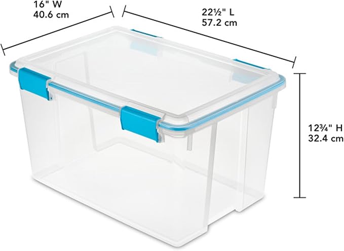 Sterilite 16-Pack Gasket Box, Weather-Resistant Storage Bins with Latching Lids, 54 Quart - Heavy-Duty Organizing Containers 
