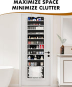 Over The Door Organizer Hanging - 6 Shelf Over Door Organizer with 6 Clear Front & 12 Side Pockets - 50LB Load Behind Storage