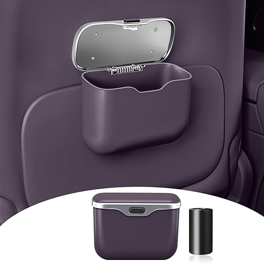 HOLDCY Car Trash Can, Waterproof Multi‑Functional Auto Trash Bin for Door/Console/Seat Back, Universal Vehicle Garbage Can for Car/Truck/SUV Drivers (Purple)