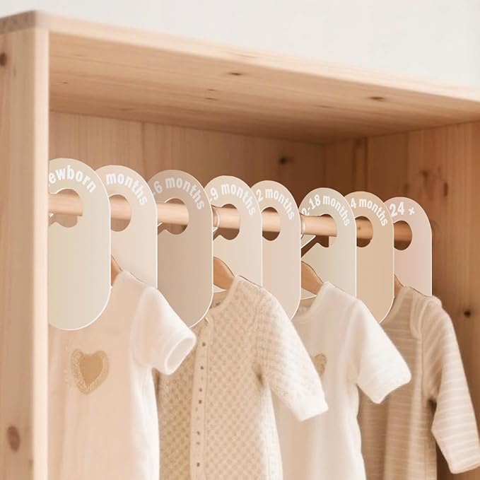 cephira baby closet dividers-double sided clothes organizer for newborn to 24 months size closthes neutral closet organizer f