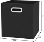 Amazon Basics Collapsible Cube Storage Bins, Space-Saving, Organizing Fabric Bins with Handles, 10.5" x 10.5" x 11", Black, 6
