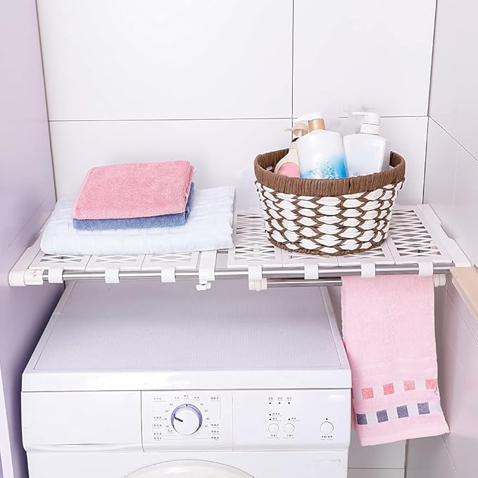 Hershii Tension Shelf Expandable Closet Organizer Adjustable Rod Heavy Duty Hanging Rail Rustproof DIY Storage Rack 4-Bar Ext