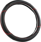 GIANT PANDA Steering Wheel Cover for Honda Civic(2006-2015),CR-Z, Insight, S2000 (Black+Red Line-Small Size)