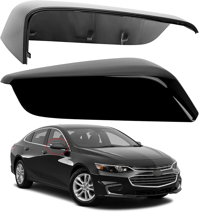 Passenger Side Mirror Cover Replacement for Chevrolet Chevy Malibu 2016 2017 2018 2019 2020 2021 2022 2023 2024 2025 - Right Side Mirror Covers, Rear View Mirrors Cap Accessories Black