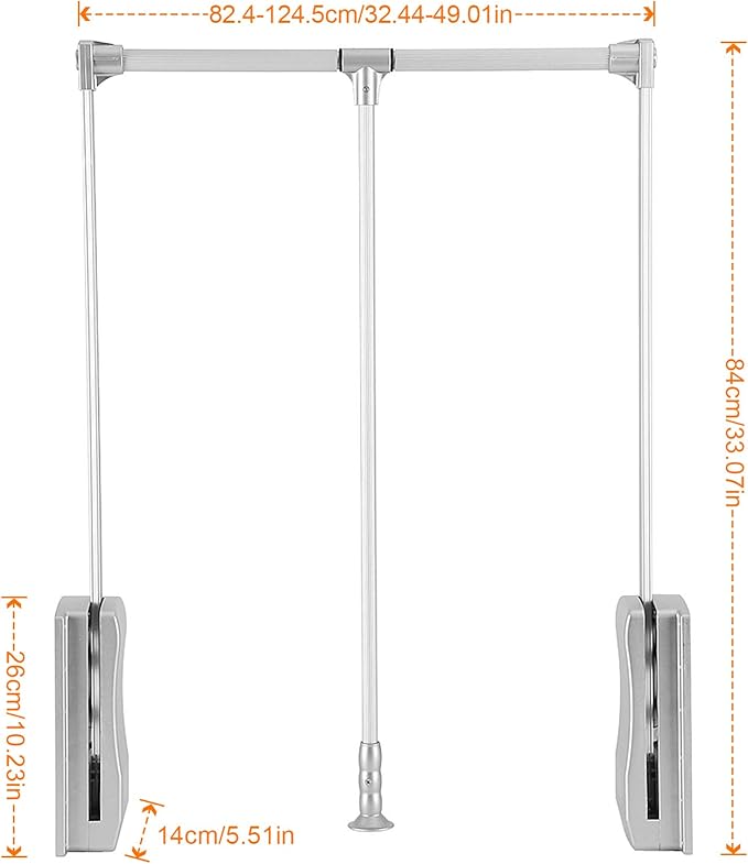Pull Down Closet Rod, Adjustable Wardrobe Organizer Clothing Rail For Hanging Clothes Heavy Duty Clothes Rod Hanger Soft Retu