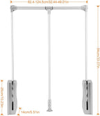 Pull Down Closet Rod, Adjustable Wardrobe Organizer Clothing Rail For Hanging Clothes Heavy Duty Clothes Rod Hanger Soft Retu