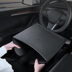 Car Laptop Desk Fit for Tesla Model Y/3, Carbon Fiber Tray, Steering Wheel Table for Eating and Working, Car Tray Table for Driver&Passenger with Dual Folding Strong Hinge