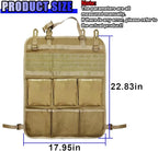 Tactical Molle Panel Car Seat Back Organizer, Waterproof Car Front Seat Protector with Multiple Pockets, Universal Kick Mat for Kids/Pets, Vehicle Backseat Storage Bag for Most Cars (Khaki)