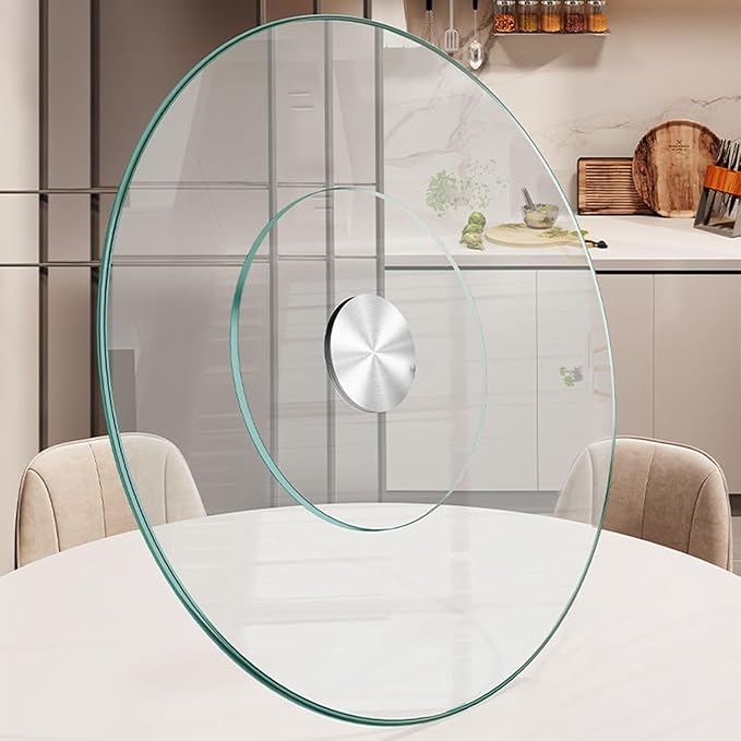 34.6 inch Lazy Susan for Table Top Tempered Glass Rotating Serving Tray for Dining Table, Kitchen Lazy Susan Organizer Spinni