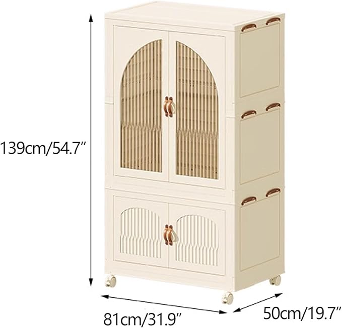 Heavy Duty Clothes Rack - Portable Foldable Wardrobe with Hanging Space on Wheels for Bedroom, Dorm, or Laundry Room Use, 81x