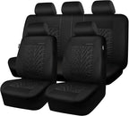 CAR PASS Car Seat Covers Full Sets, Front & Split Rear Bench for Car, 3D Tyre Embossed Automotive Interior Covers, Airbag Com