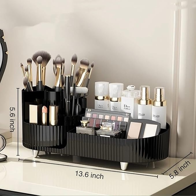 Booklov Roating Makeup Caddy Organizer for Vanity, Large Capacity Cosmetic Display Case, Clear Acrylic Countertop Beauty Stor