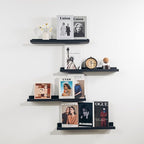 NEXHOME PRO Floating Shelves for Wall Set of 4,24 Inches Picture Ledge Shelf, Kids Bookshelf Wall Mounted for Living Room Bed