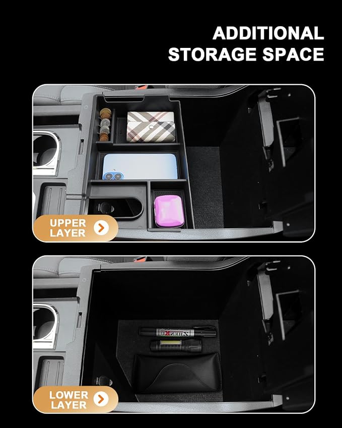 Center Console Organizer For 2007-2021 Toyota Tundra/2008-2020 Sequoia - Half Size Console Armrest Organizer Tray For Tundra 2007-2021/Sequoia 2008-2020 Accessories - Full Console w/Bucket Seats ONLY