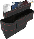 Car Seat Gap Filler Organizer, Multifunctional Car Seat Organizer with Adjustable Cup Holder, Leather Car Seat Gap Storage Box for Holding Phones, Coins, Cards, Keys, Pens (Black)