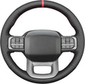MEWANT DIY Black Smooth Woven Embossed Faux Leather Steering Wheel Cover for Ford F150 Lightning F350 2024 Expedition