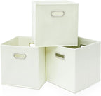 Black Fabric Cubby Storage Bins,13x13x13 Inches ,Cube Organizer Bin Foldable Storage Boxes with Dual Handles Fabric Organizer