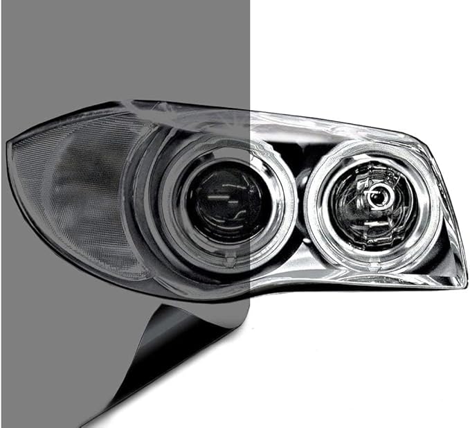 VViViD® Smoke Black Gloss Vinyl Headlight Foglight Transparent Tint Wrap Self-Adhesive (16" x 48" w/Detailer and Felts)