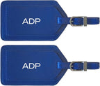 Personalized Monogrammed Leather Luggage Tags - 2 Pack