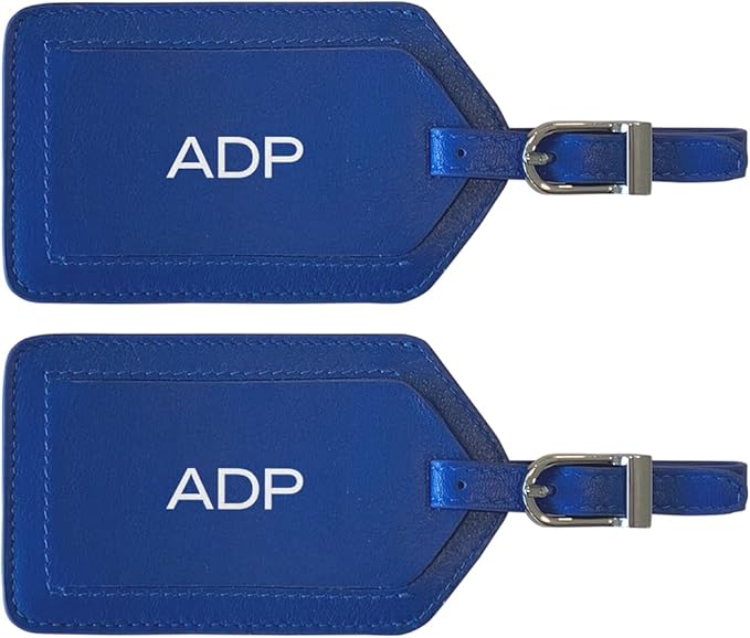 Personalized Monogrammed Leather Luggage Tags - 2 Pack