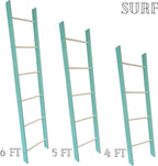 Decorative Blanket Ladder 4ft 5ft 6ft 7ft 8ft Rustic Farmhouse Wooden Quilt Ladder Rack avalible in Red, Blue and White