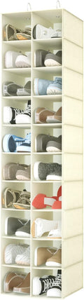 coastal rose Hanging Shoe Organizer for Closet, 20 Sections Hanging Closet Organizers and Storage Shelves, Space Saving Shoe 