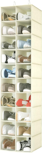 coastal rose Hanging Shoe Organizer for Closet, 20 Sections Hanging Closet Organizers and Storage Shelves, Space Saving Shoe 