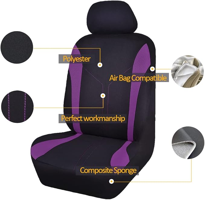 Flying Banner Car Seat Covers Front Seats and Rear Bench Mesh Fabric Rear Bench Split Polyester Cover Easy Installation SUV C