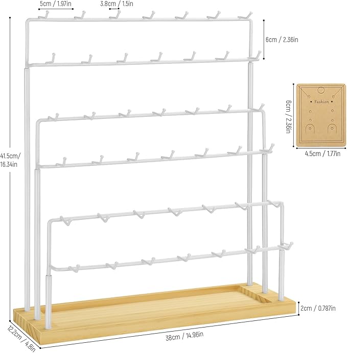 Earring Display for Vendors,6 Tiers 42 Hooks Jewelry Rack Display Holder Stand, Earring Organizer Holder for Necklaces Rings 