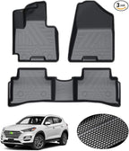 KUST Floor Mats for Hyundai Tucson 2016-2021, All Weather Floor Liners for Tucson Accessories Car Mats Front Rear Set TPE Rubber Raised Edge