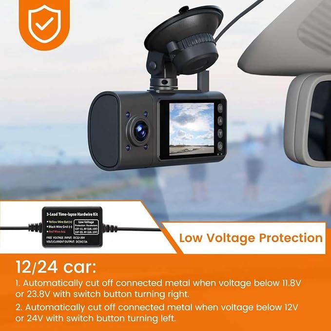 Dash Cam Hardwire Kit, Type-C Acc Hardwire Kit for All Dash Cam converts 12V-24V to 5V, Attached a USB C Conversion Wire(for Other Dash Cam), Enables Parking Mode, Low Voltage Protection
