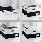 PRANDOM Foldable Storage Bins with Lids [3-Pack] Fabric Collapsible Storage Boxes Baskets Cubes Containers with Handles for C