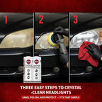 Renegade Products Headlight Restoration Kit – Fix Foggy Headlights with All-in-One Cleaner, Sealant, Pad & Towels – Revives C